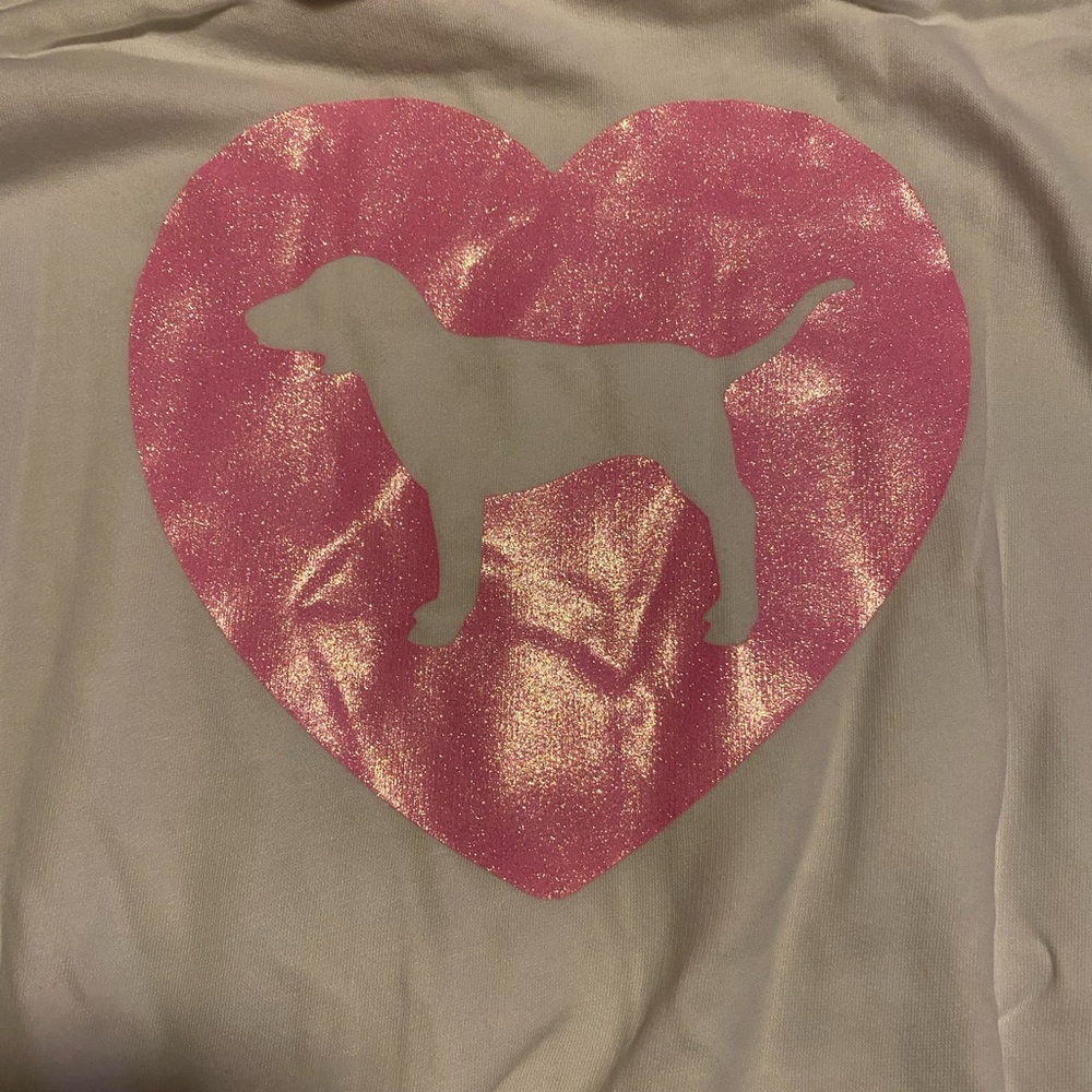 Pink Victoria’s Secret originals glitter dog pullover hoodie